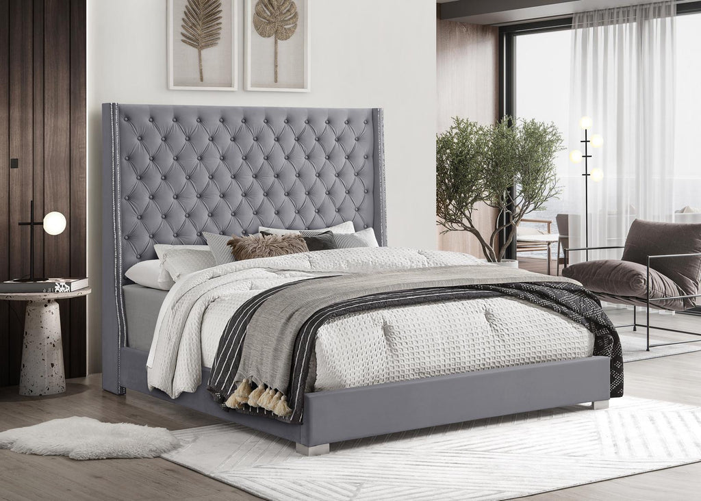 B2025 GREY - VELVET BED