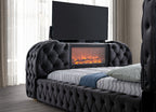 B014 - BLK TV FIREPLACE BED