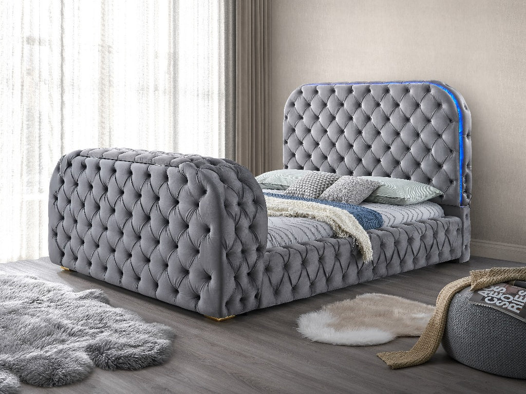 B014 - GREY TV FIREPLACE BED