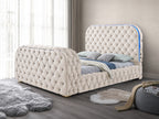 B014 - Cream TV FIREPLACE BED **** LOW STOCK ****