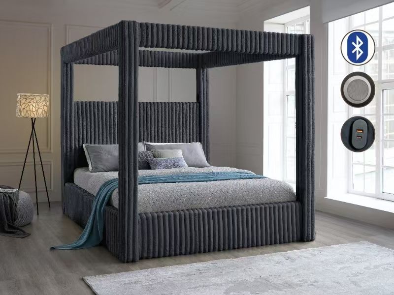 B2028 - DARK GREY CANOPY BED