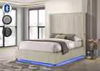 B2029 CREAM CORDUROY BED FRAME