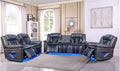 R16 Grey & Black Power Recliner Set